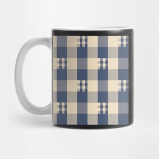 Funky Navy and Cream Gingham Check Pattern | Cottage Core Prairie Style Mug